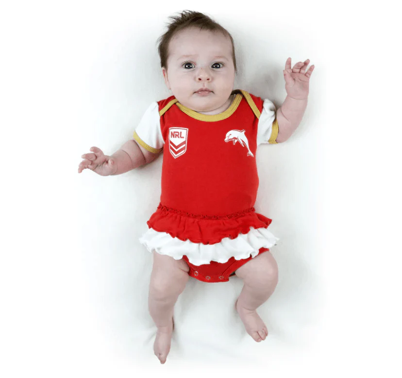 NRL Girls Tutu Footy Suit Body Suit - Dolphins -  Baby Toddler Infant