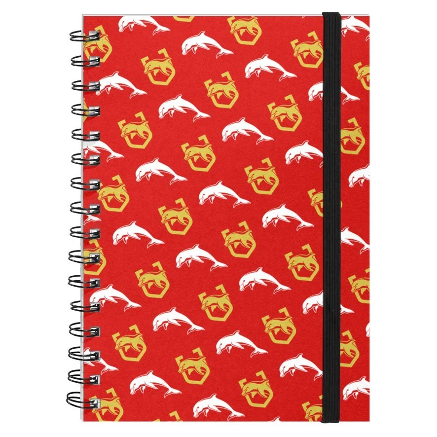 NRL Hard Cover Notebook - Dolphins - A5 60 Page Pad