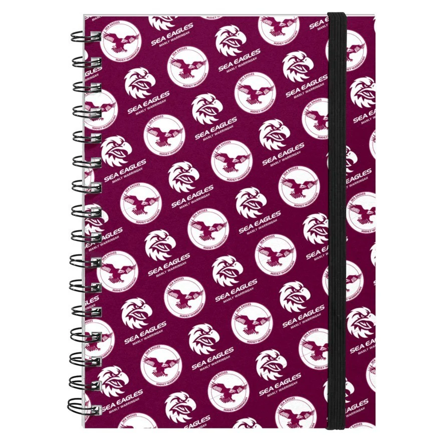 NRL Hard Cover Notebook - Manly Sea Eagles - A5 60 Page Pad