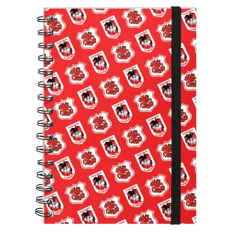 NRL Hard Cover Notebook - St George Illawarra Dragons - A5 60 Page Pad - Image 2