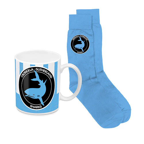 NRL Heritage Coffee Drink Mug & Sock Gift Pack - Cronulla Sharks - Gift Boxed - Image 2