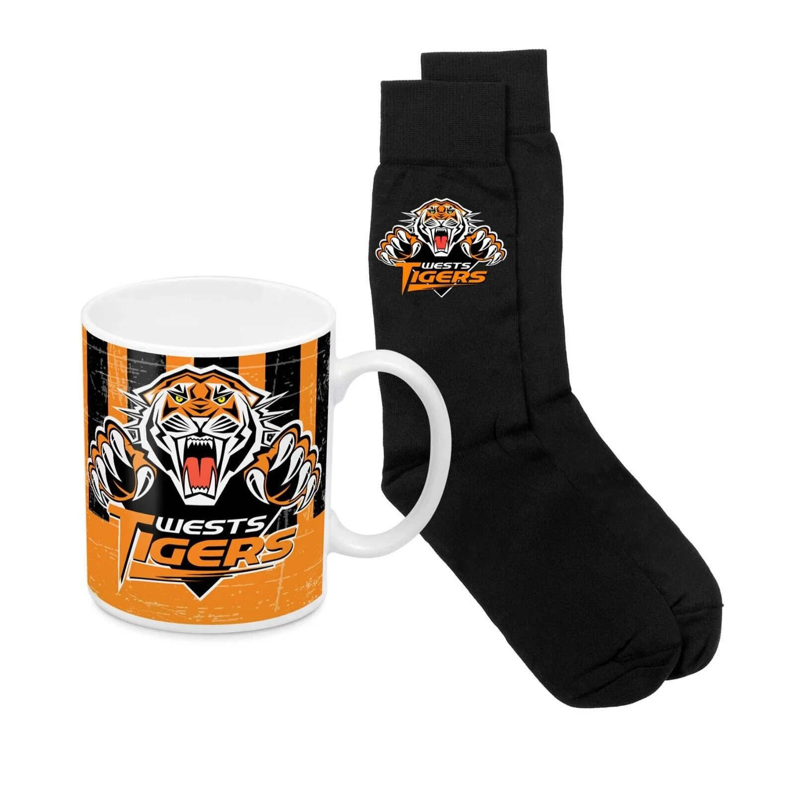 NRL Heritage Coffee Mug & Sock Pack - West Tigers - Gift Boxed - Image 2