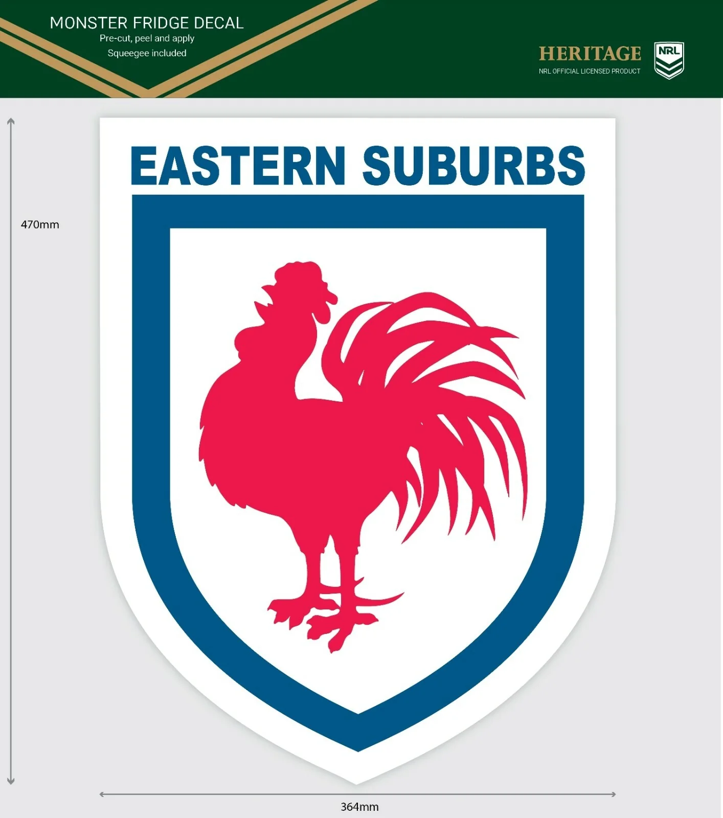 NRL Heritage Fridge Decal - Eastern Suburbs - Team Logo Sticker - 470x364mm - Image 2