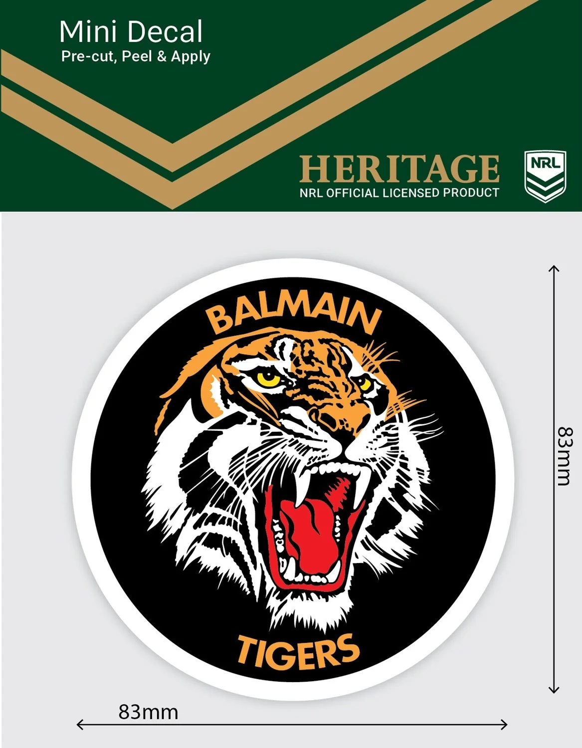 NRL Heritage Mini Decal - Balmain Tigers - Single Sticker