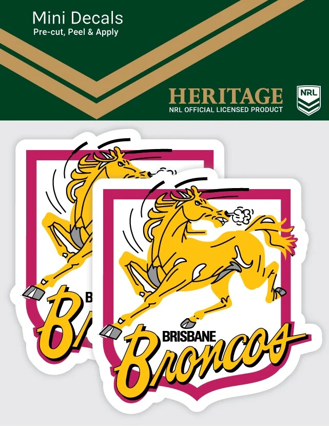 NRL Heritage Mini Decal - Brisbane Broncos - Sticker Set Of 2 - 8x7cm