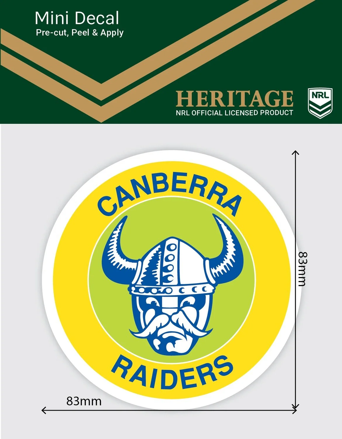NRL Heritage Mini Decal - Canberra Raiders - Single Sticker