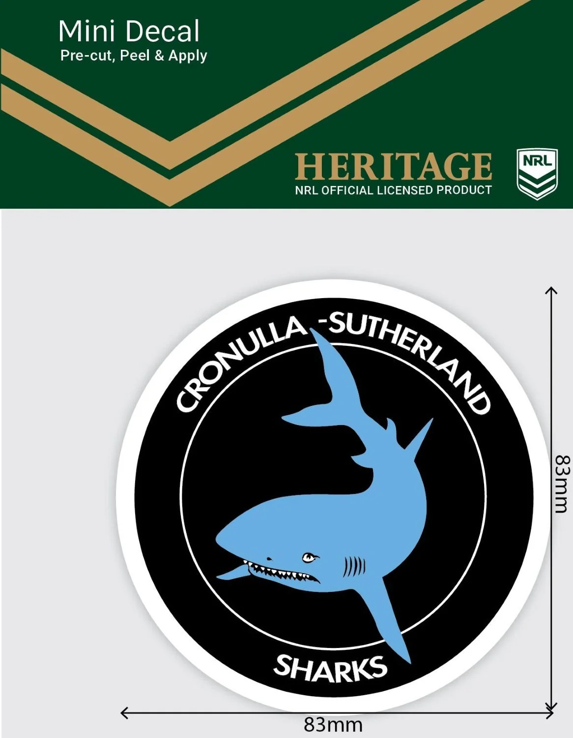 NRL Heritage Mini Decal - Cronulla Sharks - Single Sticker