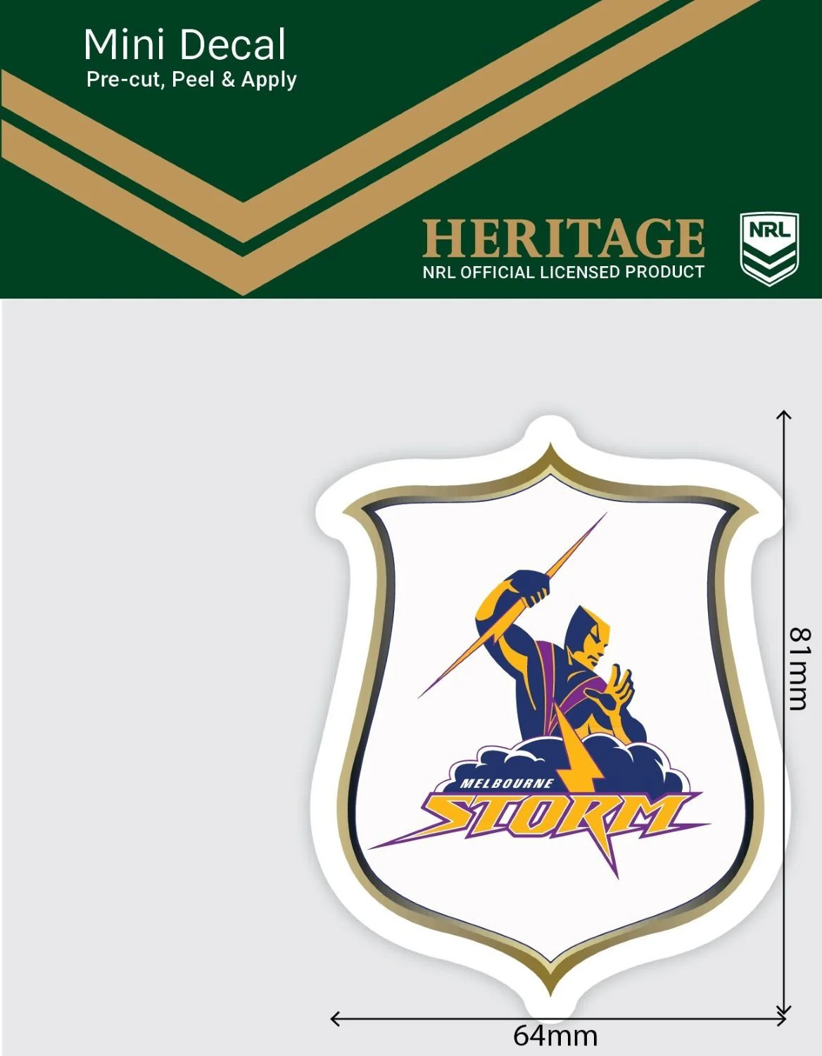 NRL Heritage Mini Decal - Melbourne Storm - Single Sticker