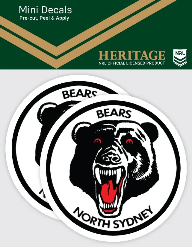 NRL Heritage Mini Decal - North Sydney Bears - Sticker Set Of 2 - 8x7cm - Image 2