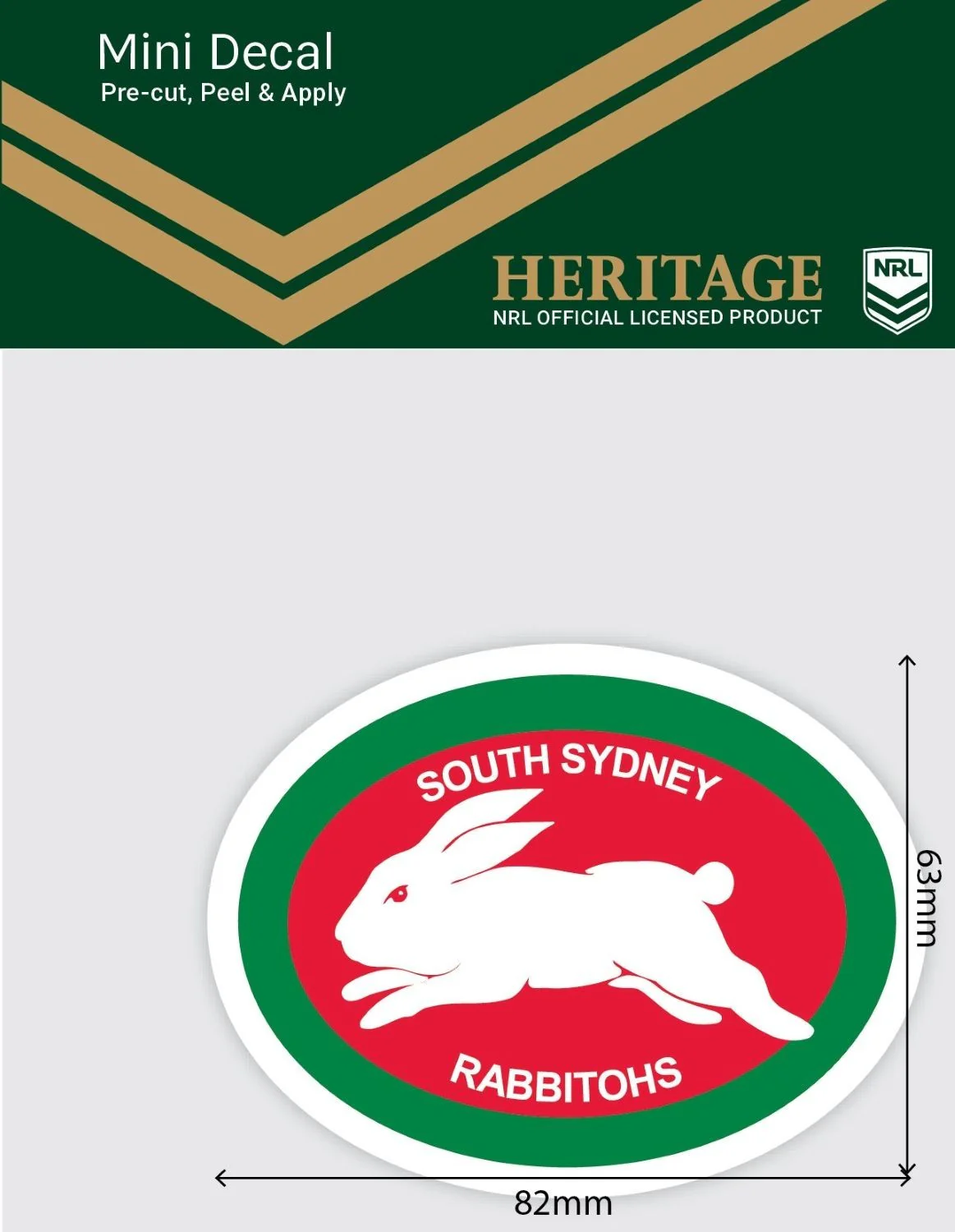 NRL Heritage Mini Decal - South Sydney Rabbitohs - Single Sticker