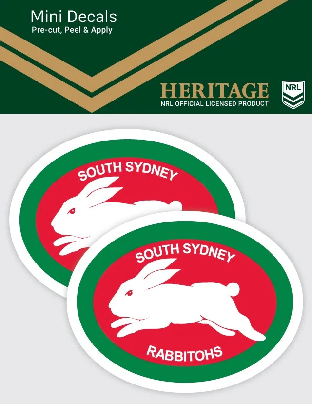 NRL Heritage Mini Decal - South Sydney Rabbitohs - Sticker Set Of 2 - 8x7cm - Image 2