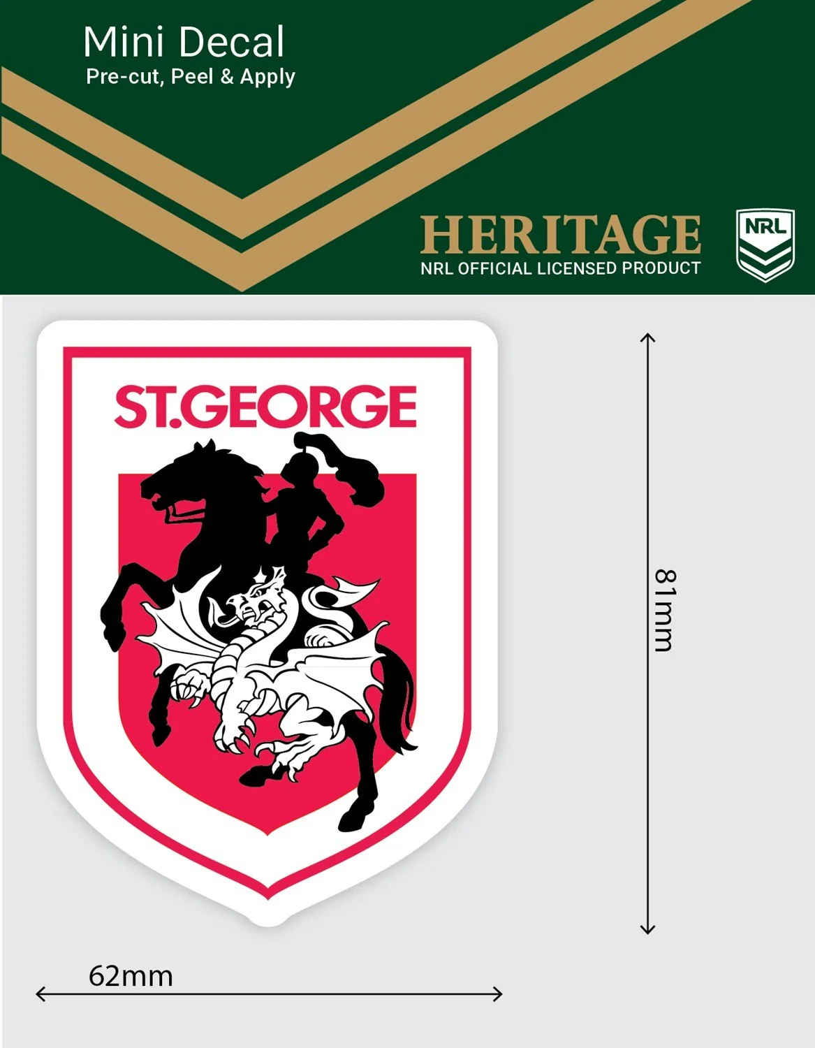 NRL Heritage Mini Decal - St George Dragons - Single Sticker