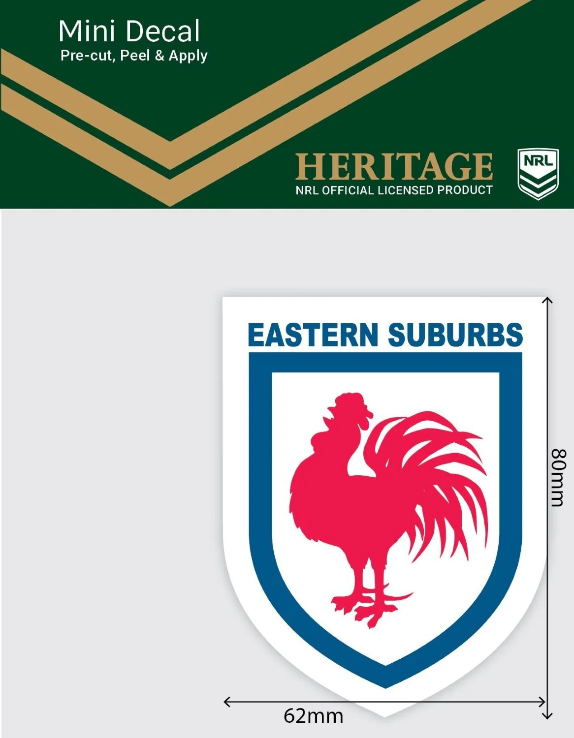 NRL Heritage Mini Decal - Sydney Roosters - Single Sticker - Image 2