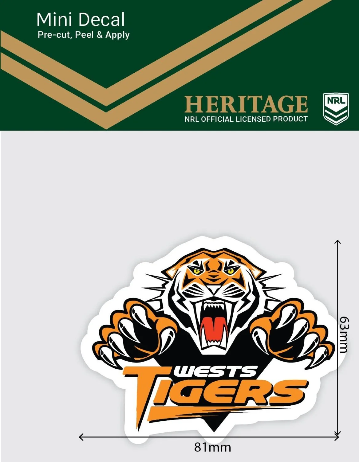 NRL Heritage Mini Decal - West Tigers - Single Sticker