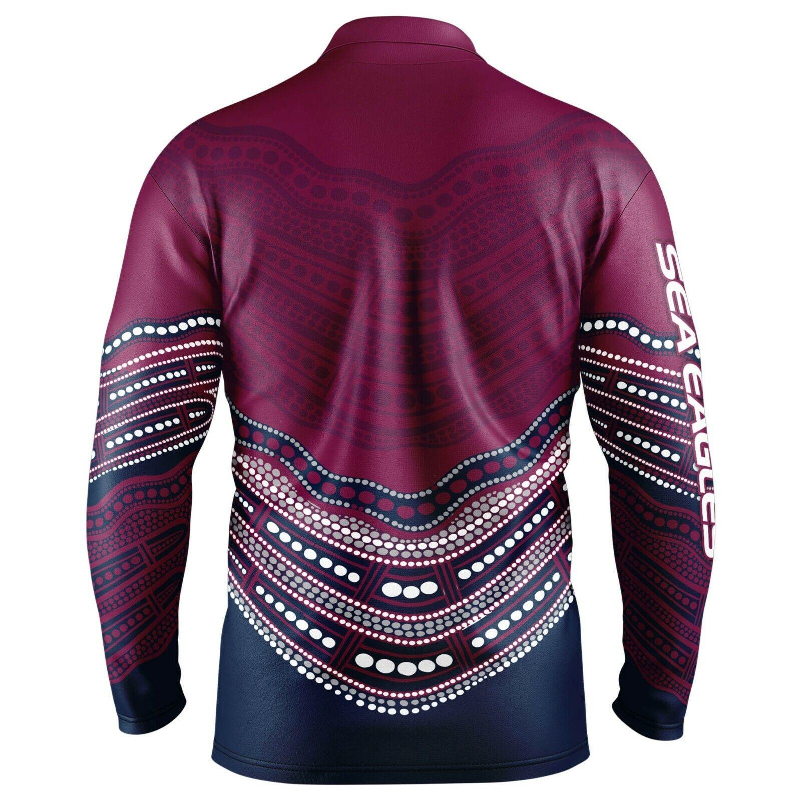 NRL Indigenous Fishing Polo Tee Shirt - Manly Sea Eagles - Adult - Image 2