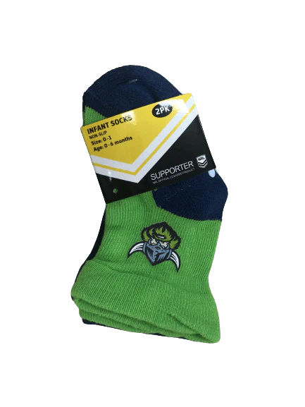 NRL Infant Socks - Canberra Raiders - Blue/Green - Set Of Two - Non Slip - Sock - Image 2