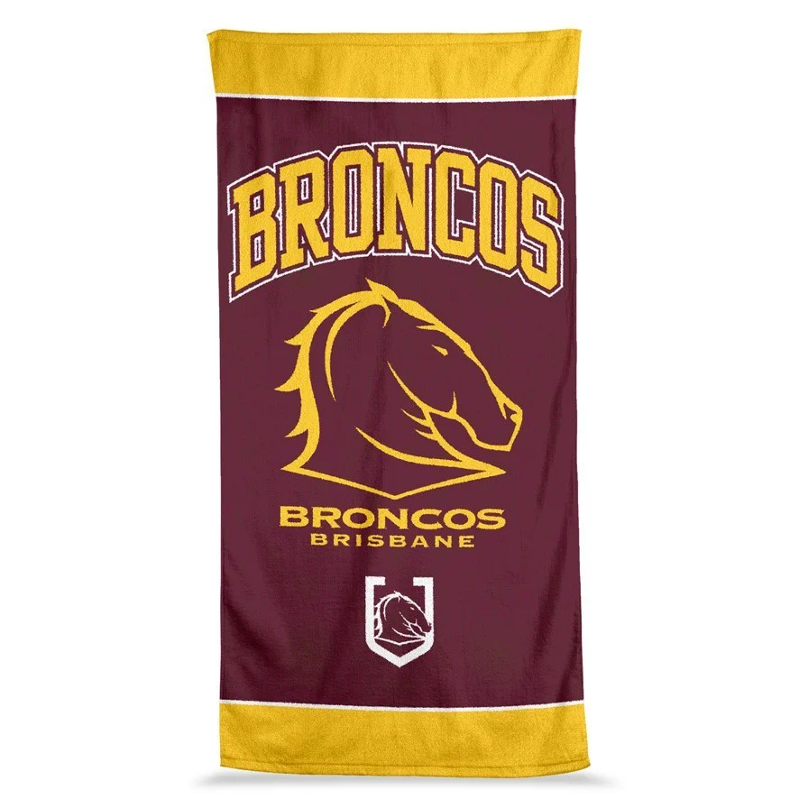 NRL  Jumbo Beach Towel - Brisbane Broncos - Team Logo - 90cmx170cm - Image 2