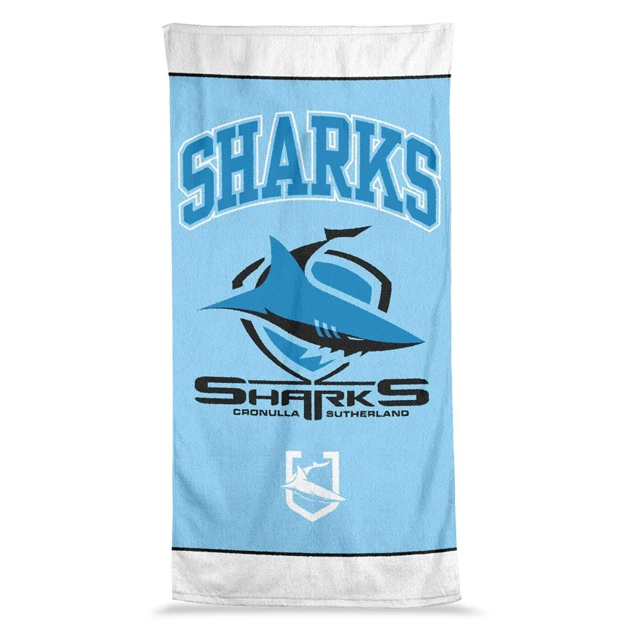 NRL  Jumbo Beach Towel - Cronulla Sharks - Team Logo - 90cmx170cm - Image 2