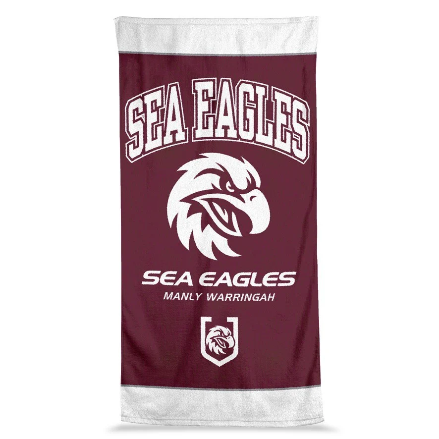 NRL Jumbo Beach Towel - Manly Sea Eagles - Team Logo - 90cmx170cm