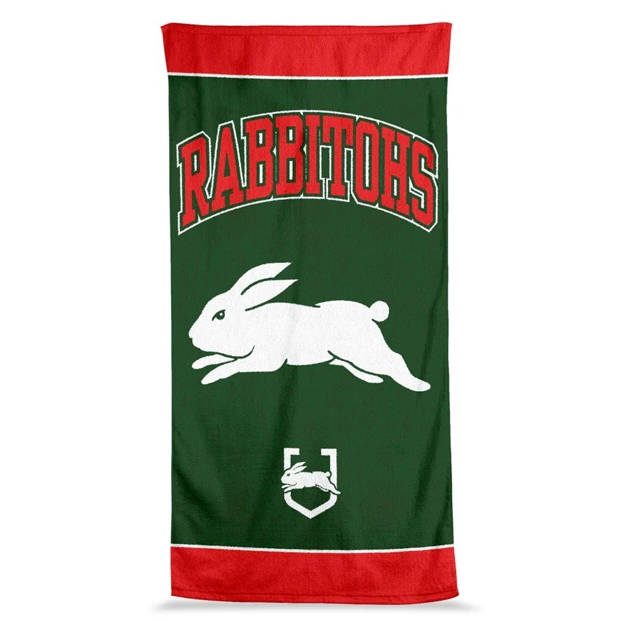 NRL Jumbo Beach Towel - South Sydney Rabbitohs - Team Logo - 90cmx170cm - Image 2