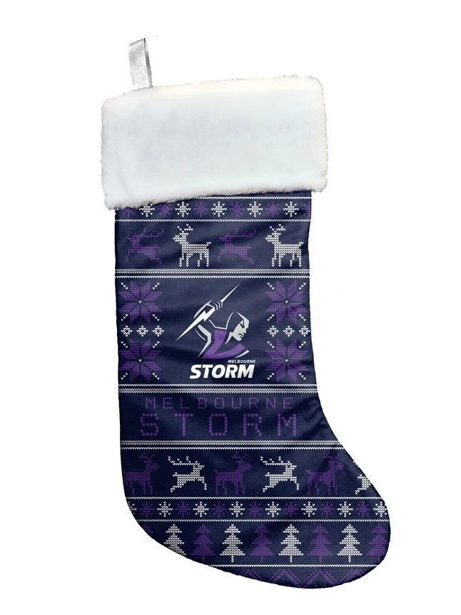 NRL Jumbo Christmas Stocking  Melbourne Storm  Sweater Print  XMAS - Image 2