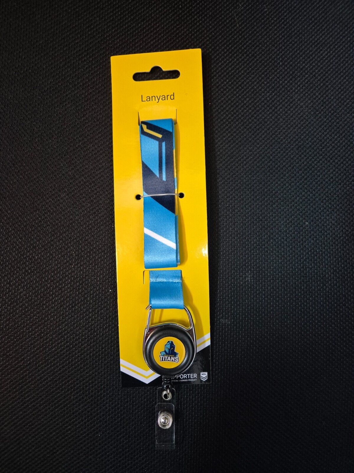 NRL Lanyard with Retractable ID Clip - Gold Coast Titans - New Logo - Trofe - Image 2