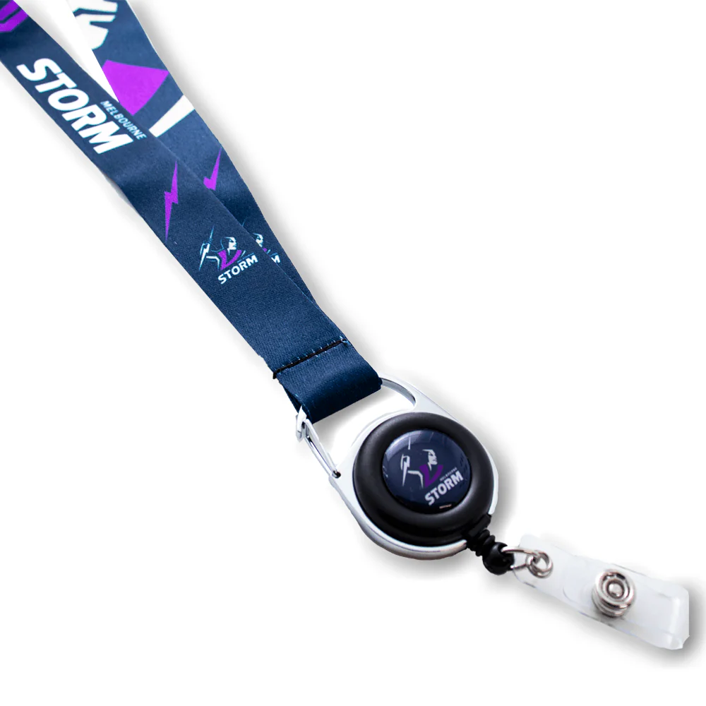 NRL Lanyard with Retractable ID Clip - Melbourne Storm - Image 2