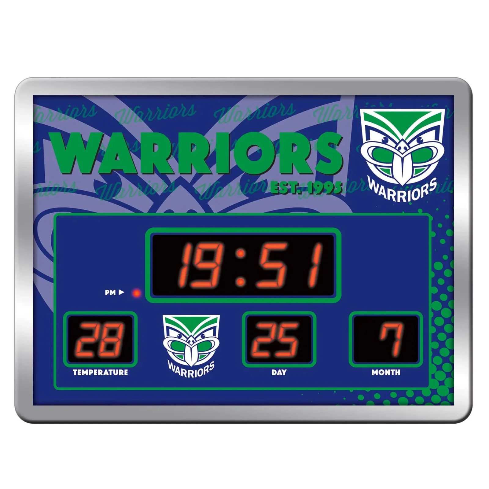 NRL LED Scoreboard Clock - New Zealand Warrirors - 45x33cm - Time Temp Date - Image 2