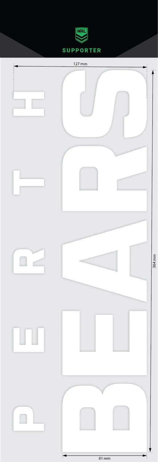 NRL Lettering Decal  Perth Bears  Car Sticker  Team Name