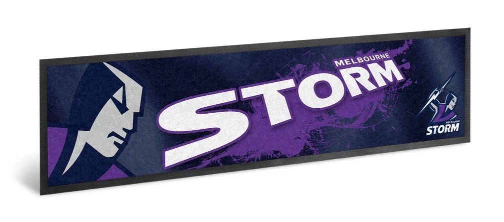 NRL Logo Bar Runner - Melbourne Storm - Bar Mat - 25cm x 90cm