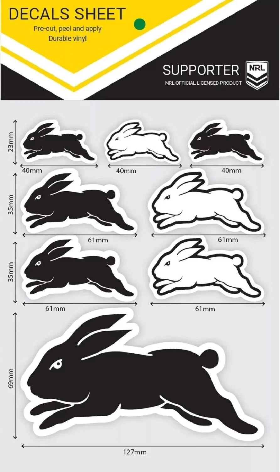 NRL Logo Decal Sheet - South Sydney Rabbitohs - Stickers - Sticker