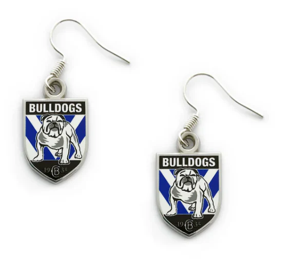 NRL Logo Metal Earrings  Canterbury Bulldogs  Old Logo  Drop Earrings