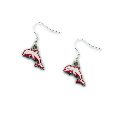 NRL Logo Metal Earrings - Dolphins - Surgical Steel - Drop Earrings - Image 2
