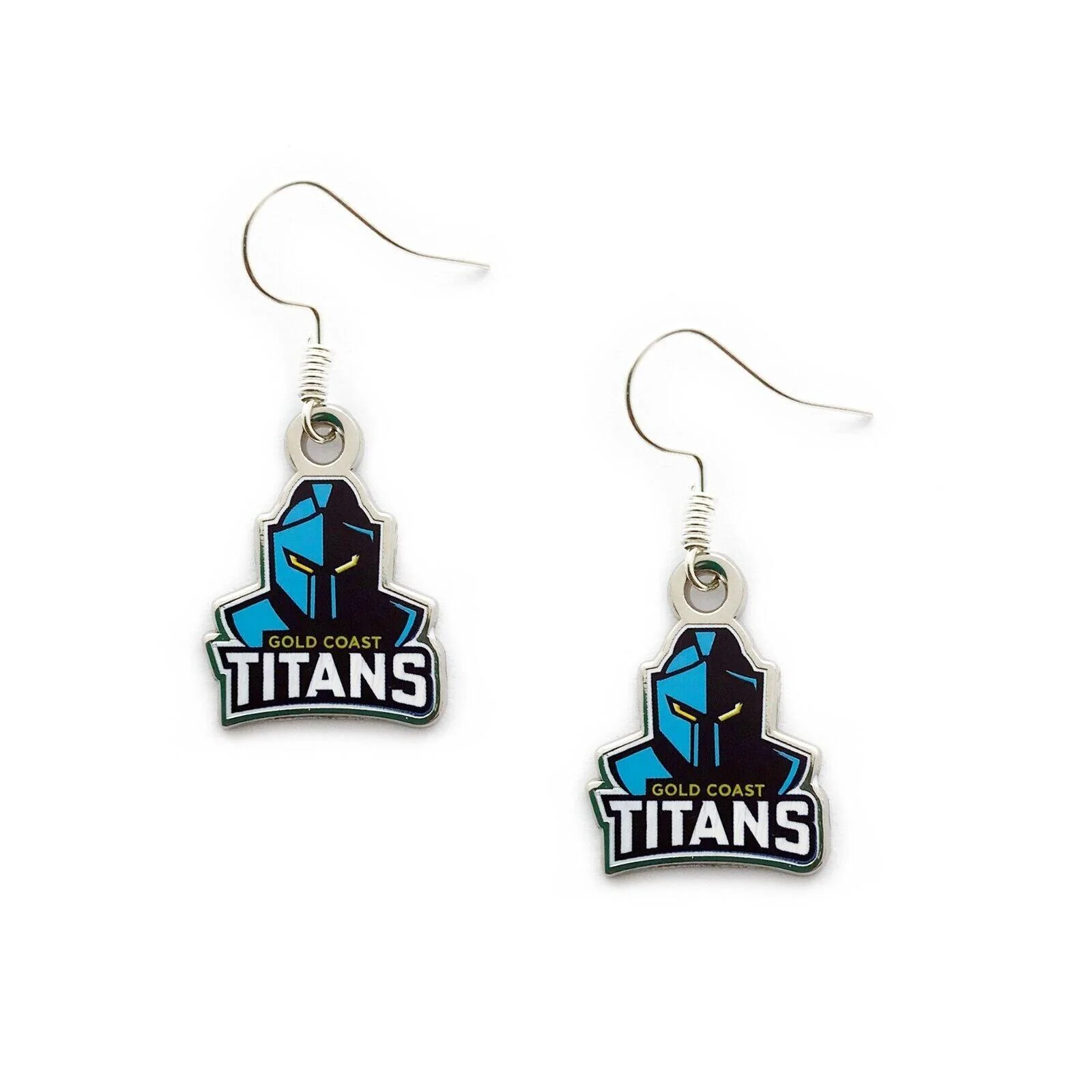 NRL Logo Metal Earrings - Gold Coast Titans - Surgical Steel - Drop Earrings - Image 2