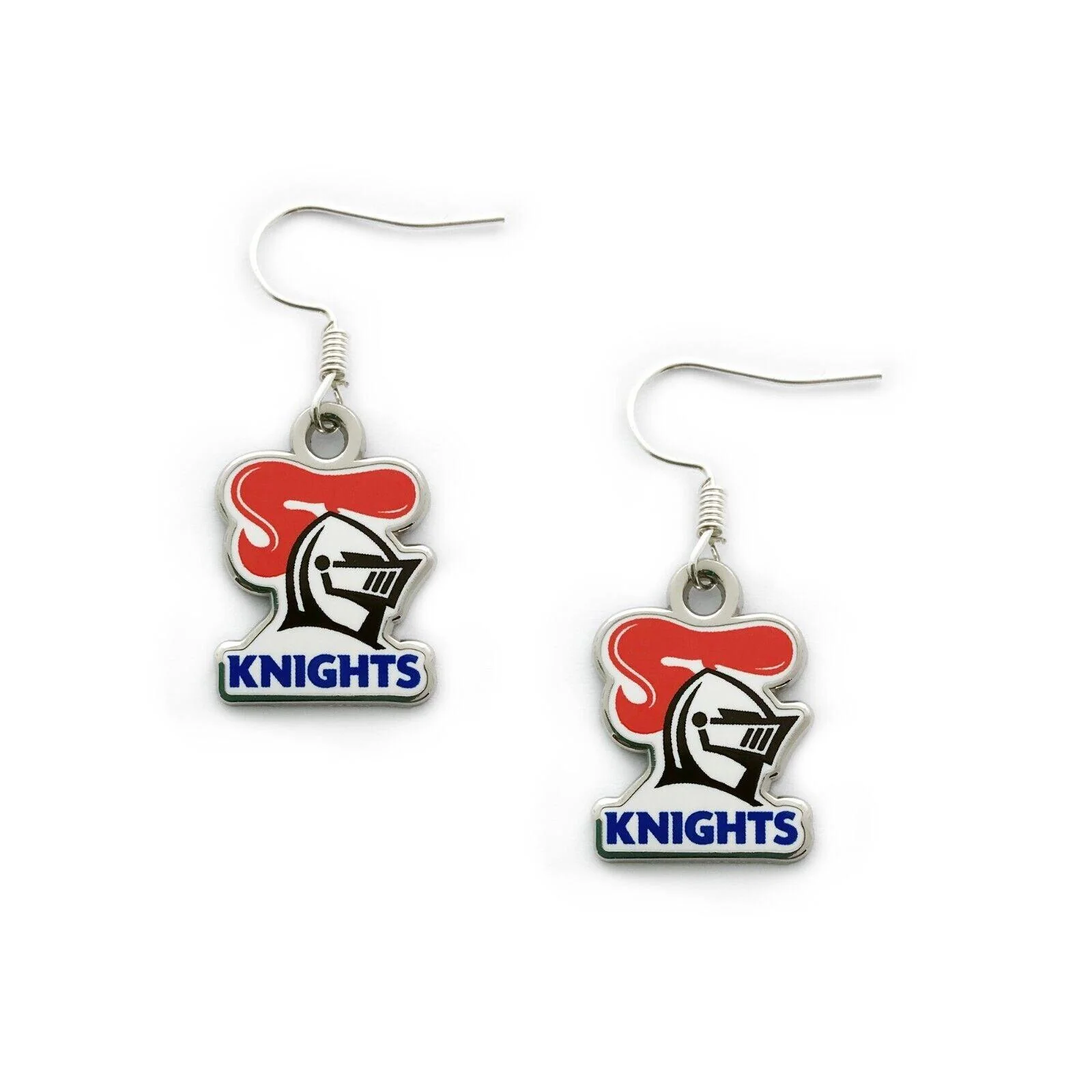 NRL Logo Metal Earrings - Newcastle Knights - Surgical Steel - Drop Earrings - Image 2