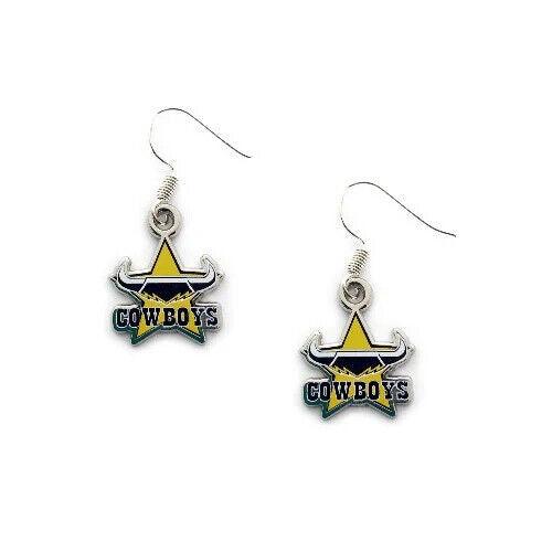 NRL Logo Metal Earrings - North QLD Cowboys - Surgical Steel - Drop Earrings