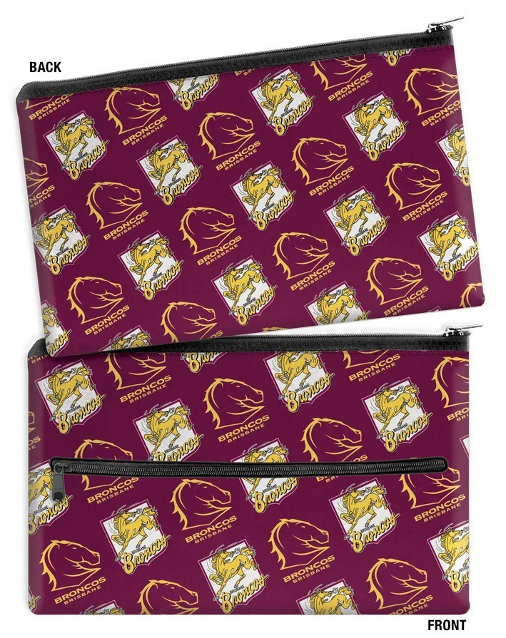 NRL Logo Pencil Case - Brisbane Broncos - Neoprene - 33cm x 21cm - Image 2