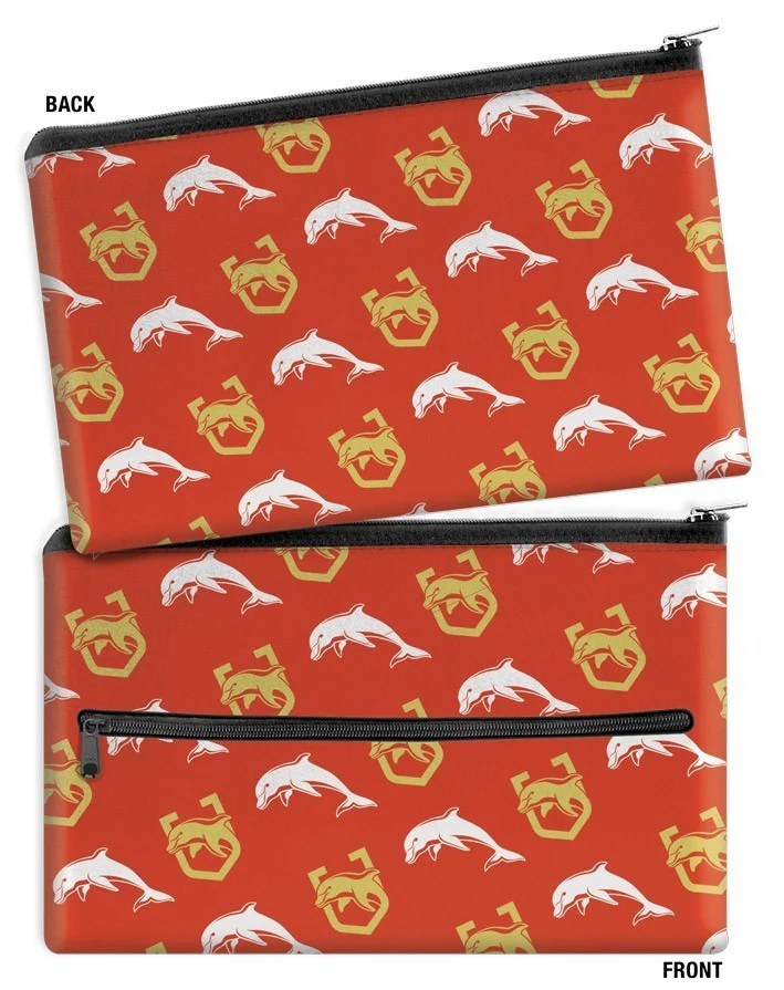 NRL Logo Pencil Case - Dolphins - Neoprene - 33cm x 21cm
