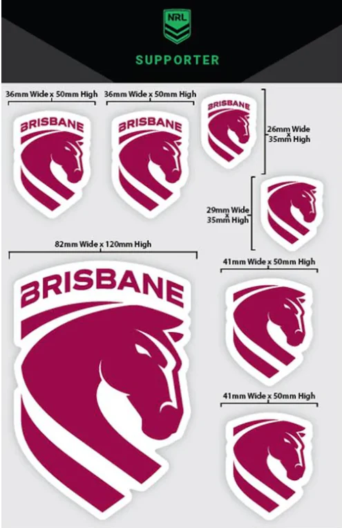 NRL Logo Sticker Decal Sheet - Brisbane Broncos - Stickers