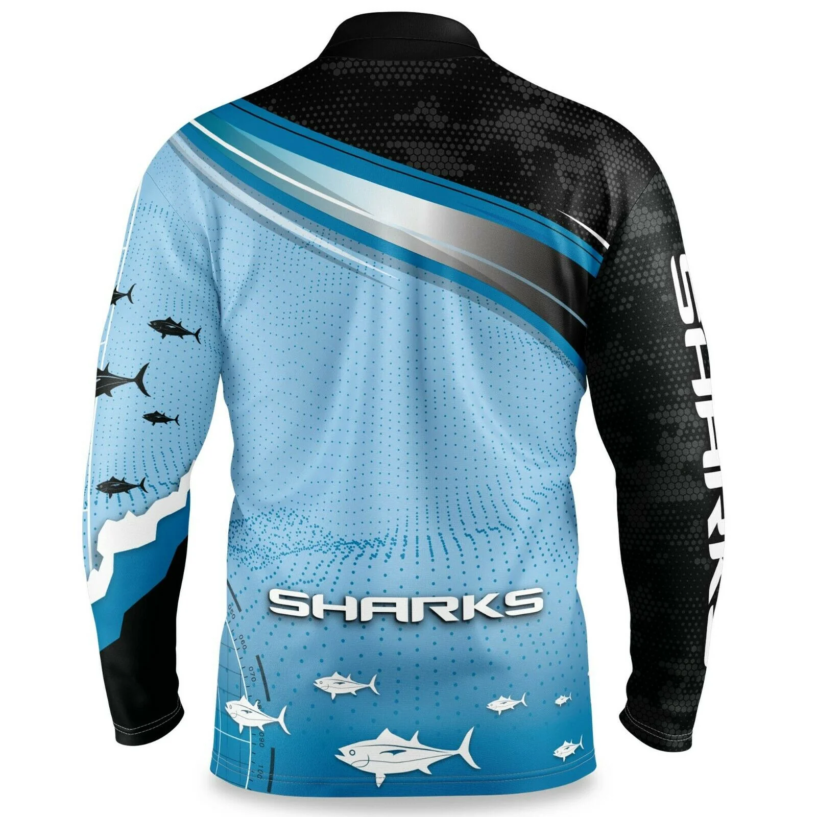 NRL Long Sleeve Fishfinder Fishing Polo Tee Shirt - Cronulla Sharks - YOUTH - Image 2