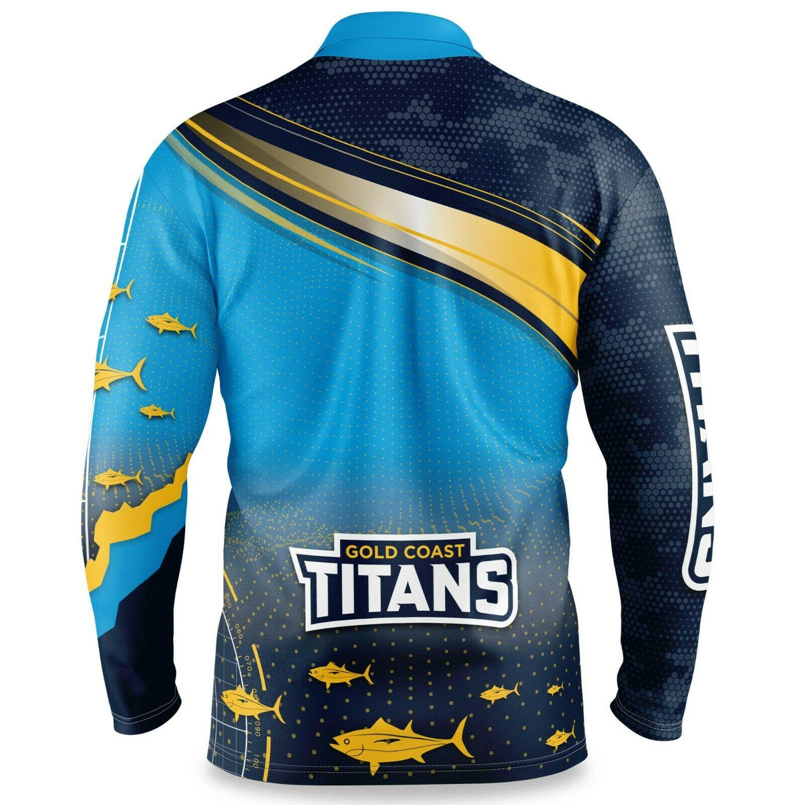 NRL Long Sleeve Fishfinder Fishing Polo Tee Shirt - Gold Coast Titans - Adult - Image 2