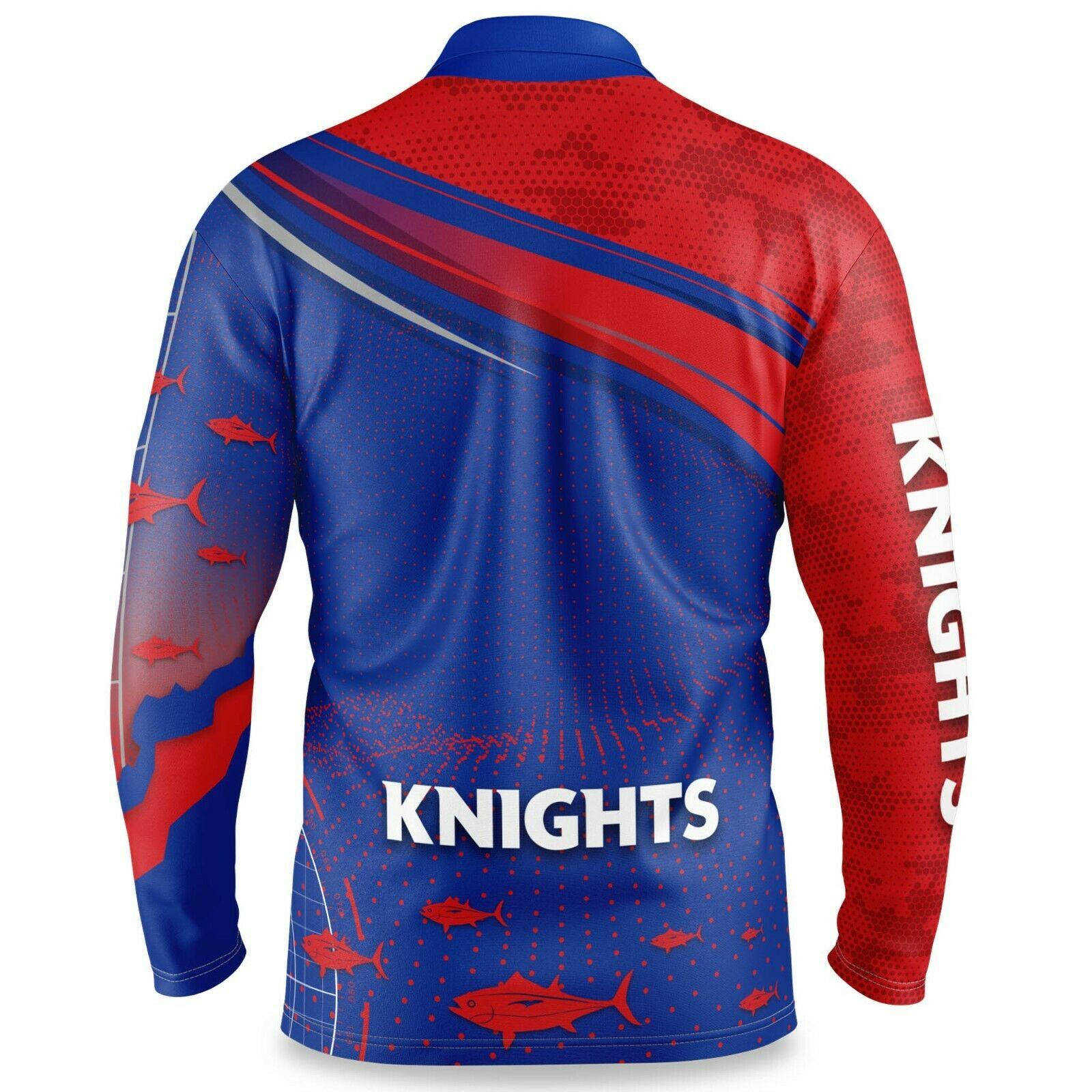 NRL Long Sleeve Fishfinder Fishing Polo Tee Shirt - Newcastle Knights - Adult - Image 2