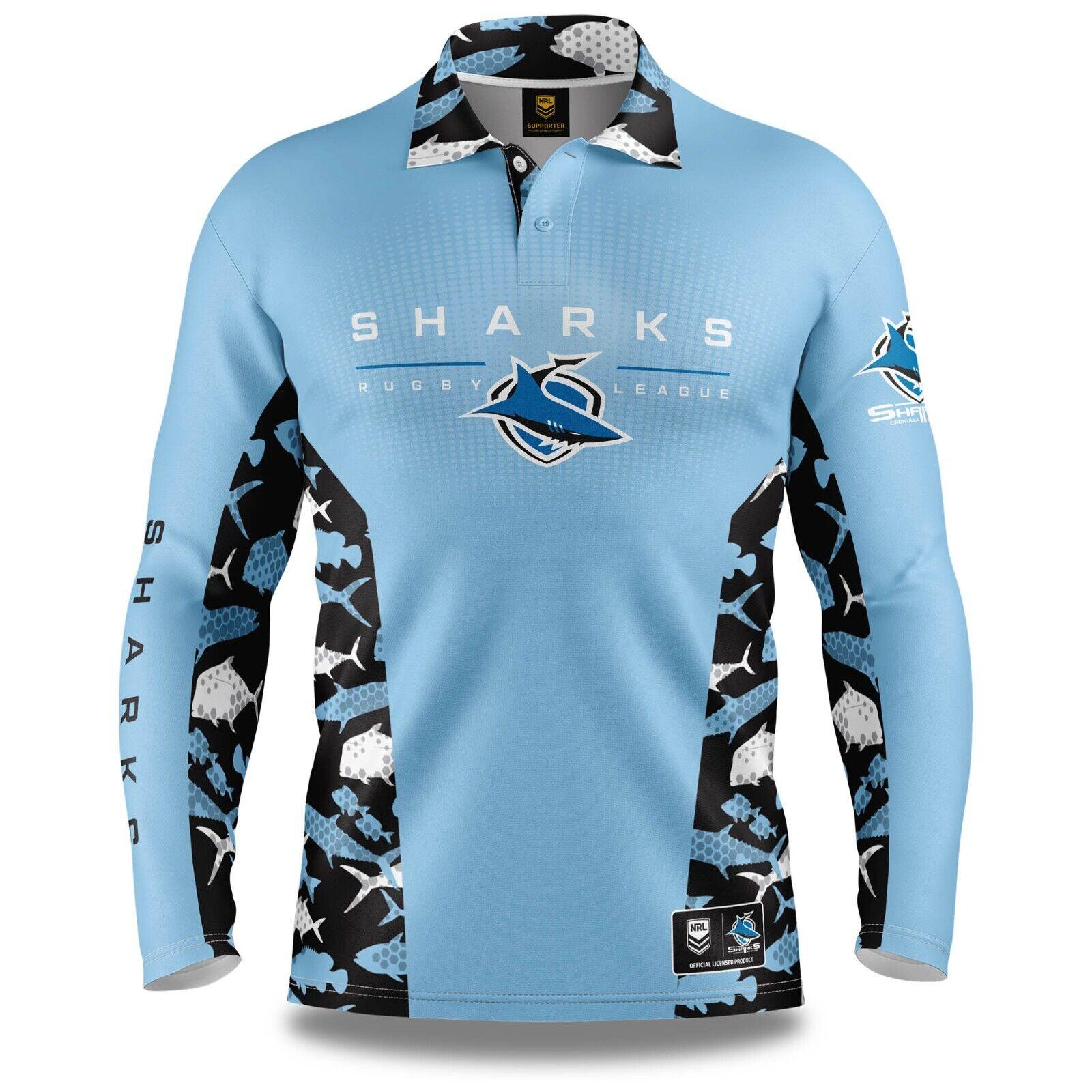 NRL Long Sleeve Reef Runner Fishing Polo Shirt - Cronulla Sharks - YOUTH - Image 2