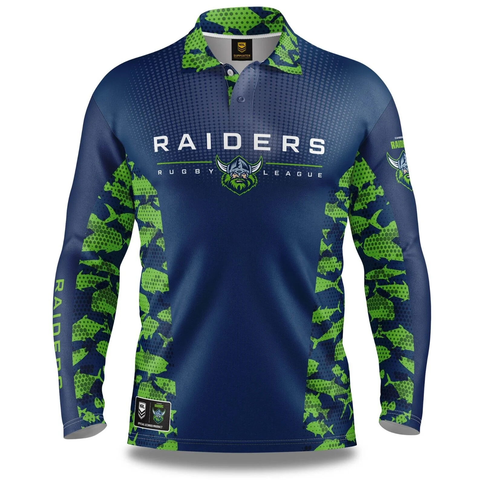 NRL Long Sleeve Reef Runner Fishing Polo Tee Shirt - Canberra  Raiders - YOUTH - Image 2