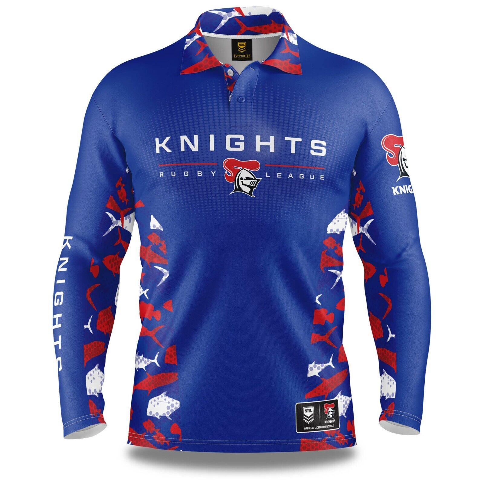 NRL Long Sleeve Reef Runner Fishing Polo Tee Shirt - Newcastle Knights - Adult - Image 2