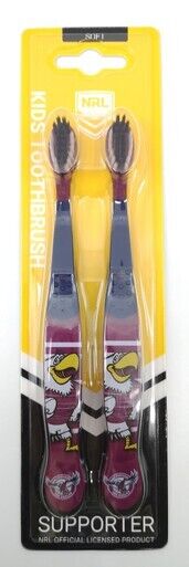 NRL Mascot Kids Toothbrush - Manly Sea Eagles - Soft - Image 2