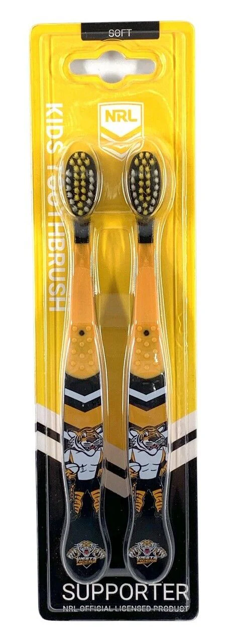 NRL Mascot Kids Toothbrush - West Tigers - Soft - Image 2
