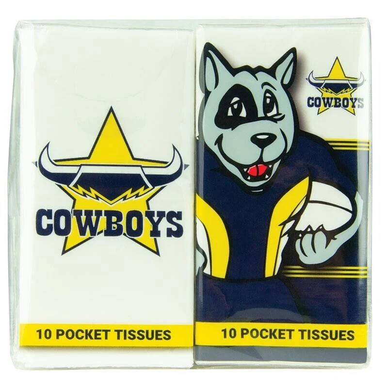 NRL Mascot Pocket Tissue - North Queensland Cowboys - 4 Pack - Image 2