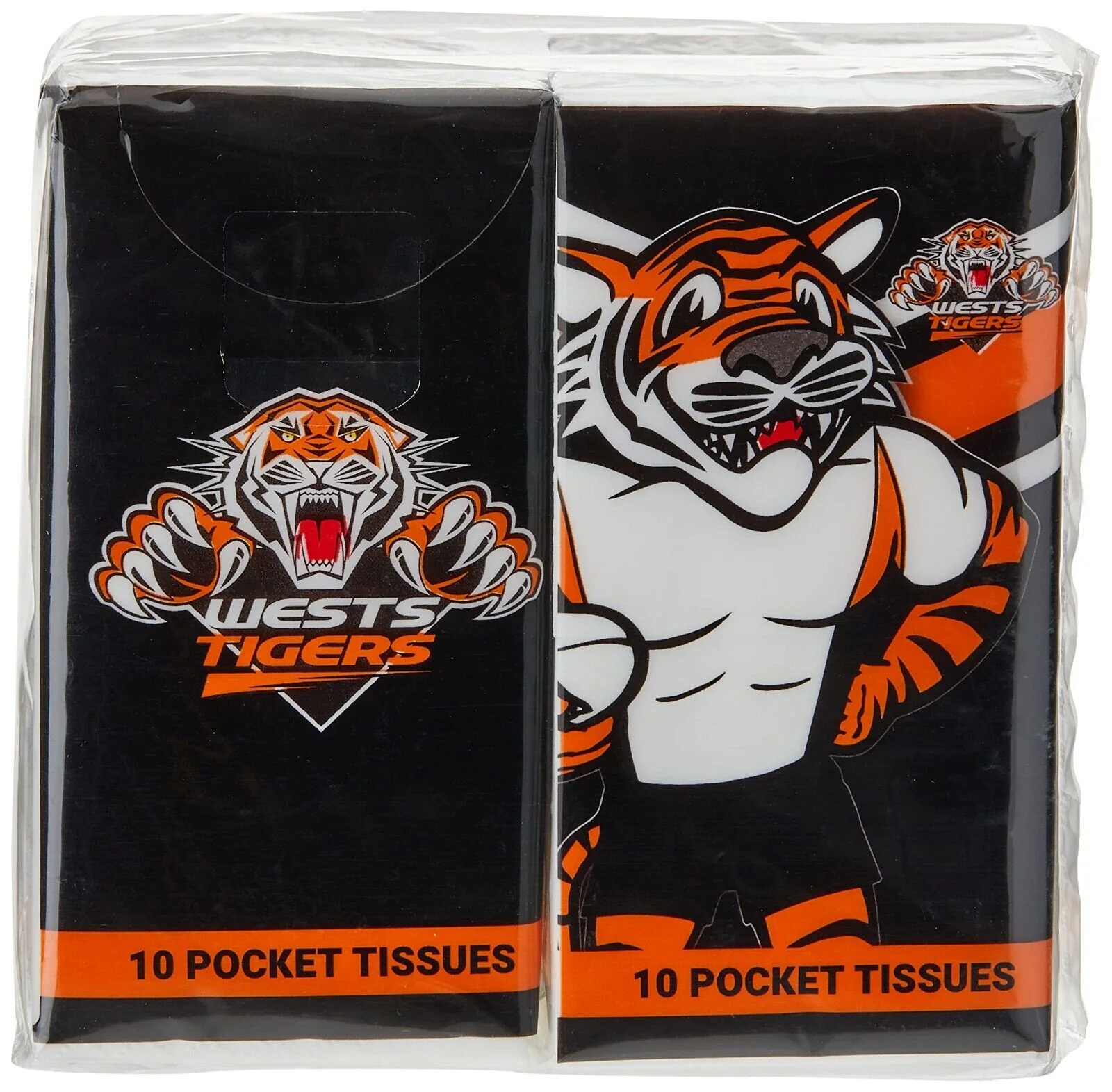 NRL Mascot Pocket Tissue - West Tigers - 4 Pack - Image 2