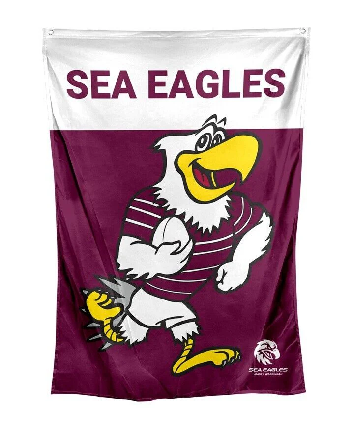 NRL Mascot Wall Flag - Manly Sea Eagles - Cape Flag - Approx 100cm x 70cm - Image 2